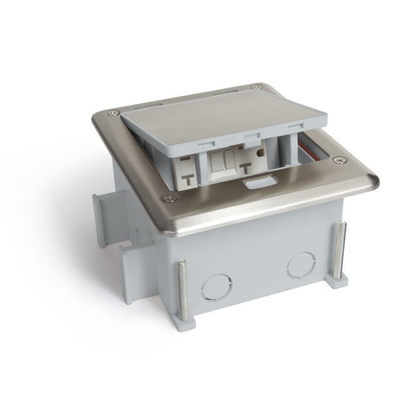 Lew Electric OB-1-SP Floor Box With Stainless Cover, 5-1/4 in L x 4-3/4 in W